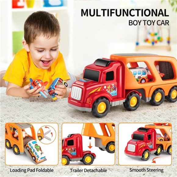 Toddler Carrier Truck Transport Vehicles Toys-5 in 1 Toys for 3 4 5 6 7 Year Old - Picture 4 of 6